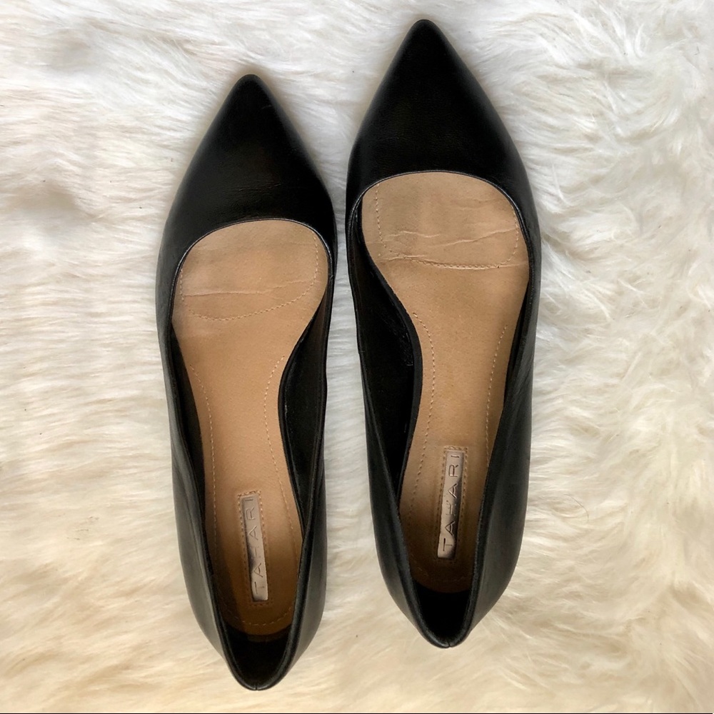 TAHARI Black Leather Flats